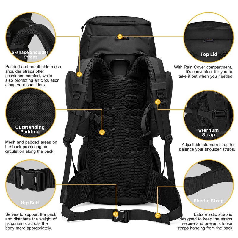 Mardingtop 60L Military Internal Frame Backpack for Hiking,Camping,Hunting,Rucksack Backpack with Rain Cover - Image 5